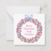 水カラークリスマスボーカラフルブルリース ノートカード (正面)