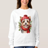 水カラークリスマスヨークシャーテリア犬 スウェットシャツ (正面)