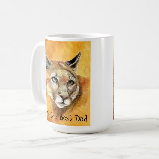 水カラークーガーアニマルワールド最高のズパパ コーヒーマグカップ (正面左)