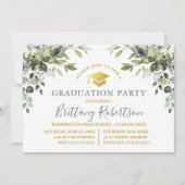 水カラーグリーナリーセージ緑金ゴールドグラードパーティー 招待状 (正面)