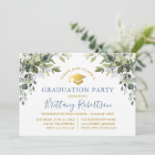 水カラーグリーナリーダスティーブルーブルー金ゴールドグラードパーティー 招待状 (スタンド正面)