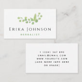 水カラーグリーンツリーブランチハーバリストホメオパシー 名刺 (正面/裏面)