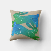 水カラーグリーンラビットハレカーキアニマルパターン アウトドアクッション (裏面)