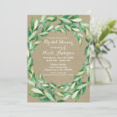 水カラーグリーン葉素朴クラフトブライダルシャワー 招待状 (スタンド正面)