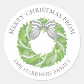 水カラーグレーボウリースクリスマス ラウンドシール (正面)