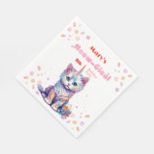 水カラーケチコーンミオグティック誕生日 スタンダードランチョンナプキン (角)