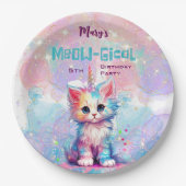 水カラーケチコーンミオグティック誕生日 ペーパープレート (正面)