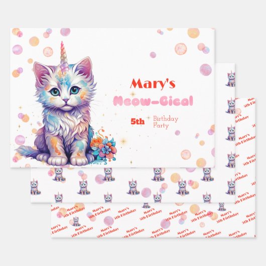 水カラーケチコーンミオグティック誕生日 ラッピングペーパーシート (セット)