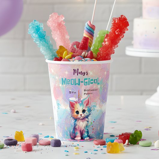 水カラーケチコーンミオグティック誕生日 紙コップ