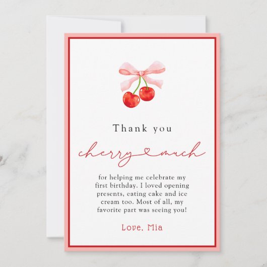 水カラーコケットさくらんぼ誕生日サンキューカード サンキューカード (正面)