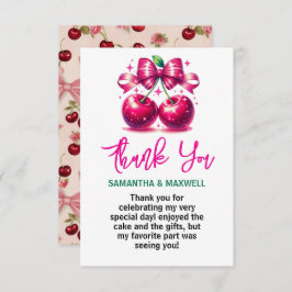 水カラーコケットさくらんぼ1st誕生日パーティー サンキューカード
