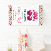 水カラーコケットさくらんぼ1st誕生日パーティー 横断幕 (インサイチュ)