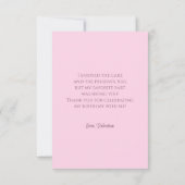 水カラーコケットピンクボウ金ゴールドグリッタースクリプト サンキューカード (裏面)