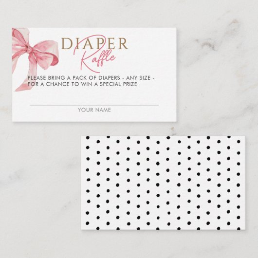 水カラーコケット弓おむつラッフルベビーシャワー エンクロージャーカード (正面/裏面)