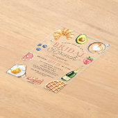 水カラーコーヒーブライダルブランチブライダルシャワー アクリル招待状 (レイダウン)