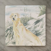 水カラーゴールデン誇りを持ったレトリエバードッグモノグラム ストーンコースター