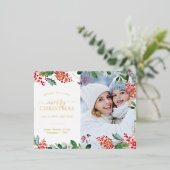 水カラーゴールドフォイルホリデーポストカード 箔シーズンポストカード (立ち正面)