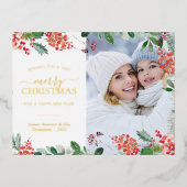 水カラーゴールドフォイルホリデーポストカード 箔シーズンポストカード (正面)