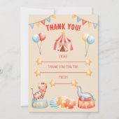 水カラーサーカスアニマル誕生日サンキューカード (正面)
