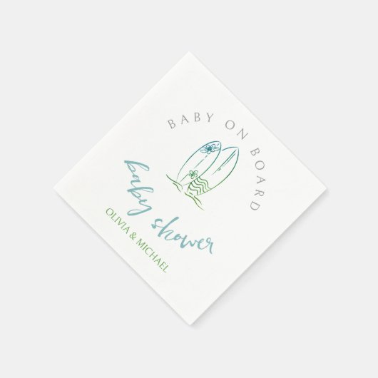 水カラーサーフボードベビーオンボード男の赤ちゃんシャワー スタンダードカクテルナプキン (角)