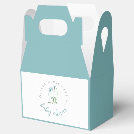 水カラーサーフボードベビーオンボード男の赤ちゃんシャワー フェイバーボックス (オープン)