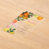 水カラーシトラスブライダルブランチブライダルシャワー アクリル招待状 (レイダウン)