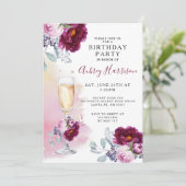 水カラーシャンパングラスフローラバースデーパーティー 招待状 (スタンド正面)