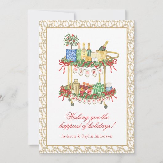 水カラーシャンパンバーカートクリスマス シーズンカード (正面)