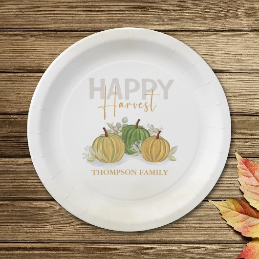 水カラーシンプルカボンプキングルハッピーハーベスト ペーパープレート