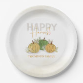 水カラーシンプルカボンプキングルハッピーハーベスト ペーパープレート (正面)