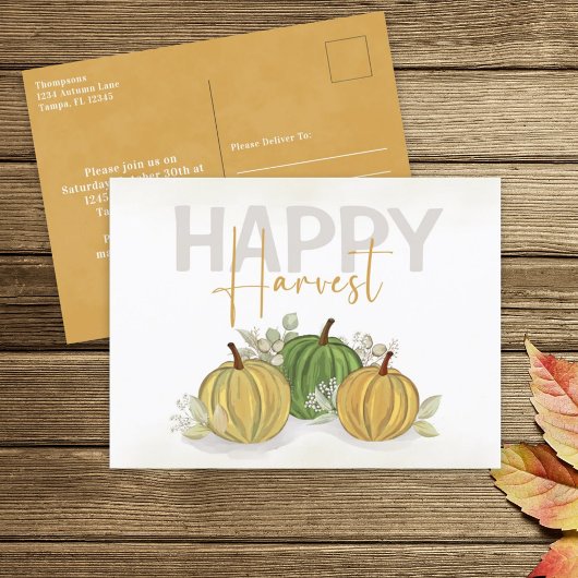 水カラーシンプルカボンプキングルハッピーハーベスト ポストカード