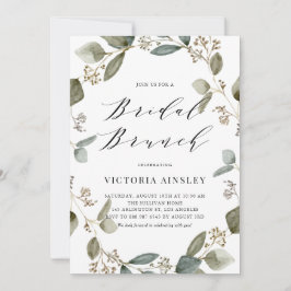 水カラーシード済ユーカリリースブライダルブランチ 招待状