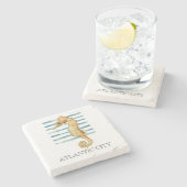 水カラーシーホースビーチ沿岸 ストーンコースター (横)