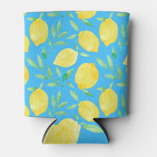 水カラースケッチレモンのシームレスデザイン 缶クーラー (正面)