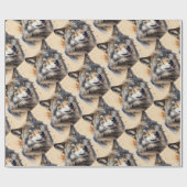 水カラースタイルウルフウルブズ動物自然アート ラッピングペーパー (フラット)