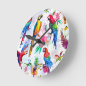 水カラースタイルパロット ラウンド壁時計 (傾斜)