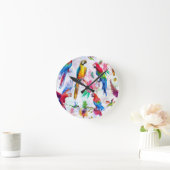 水カラースタイルパロット ラウンド壁時計 (ホーム)