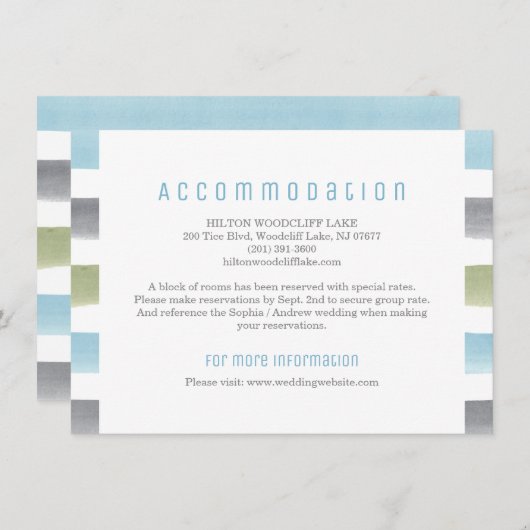水カラーストライプビーチ結婚式宿泊施設 エンクロージャーカード (正面/裏面)