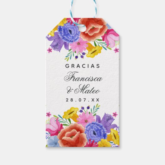 水カラースペインのフローラ結婚フィエスターズ ギフトタグ (正面)