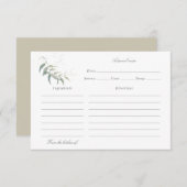 水カラーセージ葉レシピカード サンキューカード (正面/裏面)