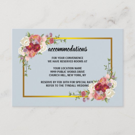 水カラーダスティグレイ金ゴールド赤面ピーチ結婚ズ エンクロージャーカード (正面)