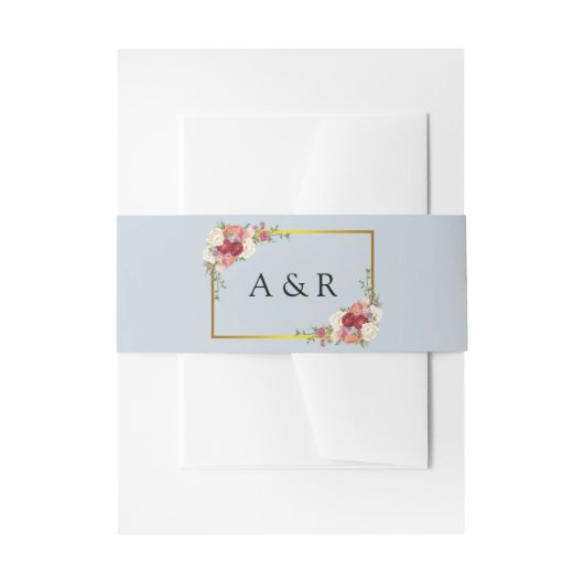 水カラーダスティグレイ金ゴールド赤面ピーチ結婚ズ 招待状ベリーバンド (正面例)