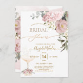 水カラーダスティバラアジサイブライダルシャワー 招待状 (正面/裏面)