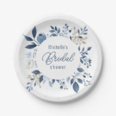 水カラーダスティーブルーフローラボホブライダルシャワー ペーパープレート (正面)