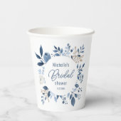 水カラーダスティーブルーフローラボホブライダルシャワー 紙コップ (裏面)