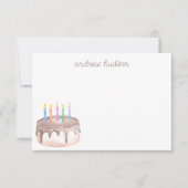 水カラーチョコレートお誕生日ケーキ パーソナライズされた サンキューカード (正面)