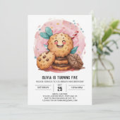 水カラーチョコレート編集可能クッキー誕生日 招待状 (スタンド正面)