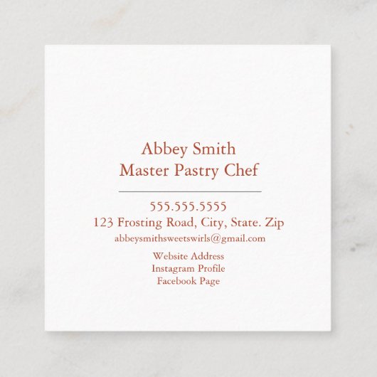 水カラーチョコレート釉薬ドーナツ スクエア名刺 (裏面)