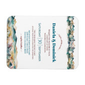 水カラーティール(緑がかった色)オレンジマウンテン結婚式招待状 マグネット (横)