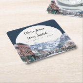 水カラーテルリドコロラドスキーマウンテン スクエアペーパーコースター (アングル)